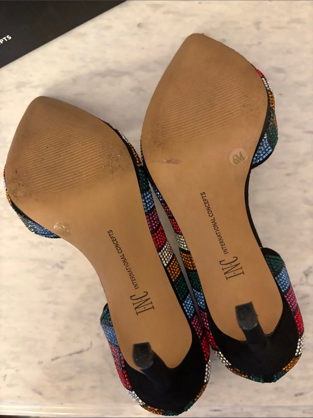 INC International Concepts Multicolor Rhinestone Striped Pointed-Toe Pumps 6 - Picture 9 of 11
